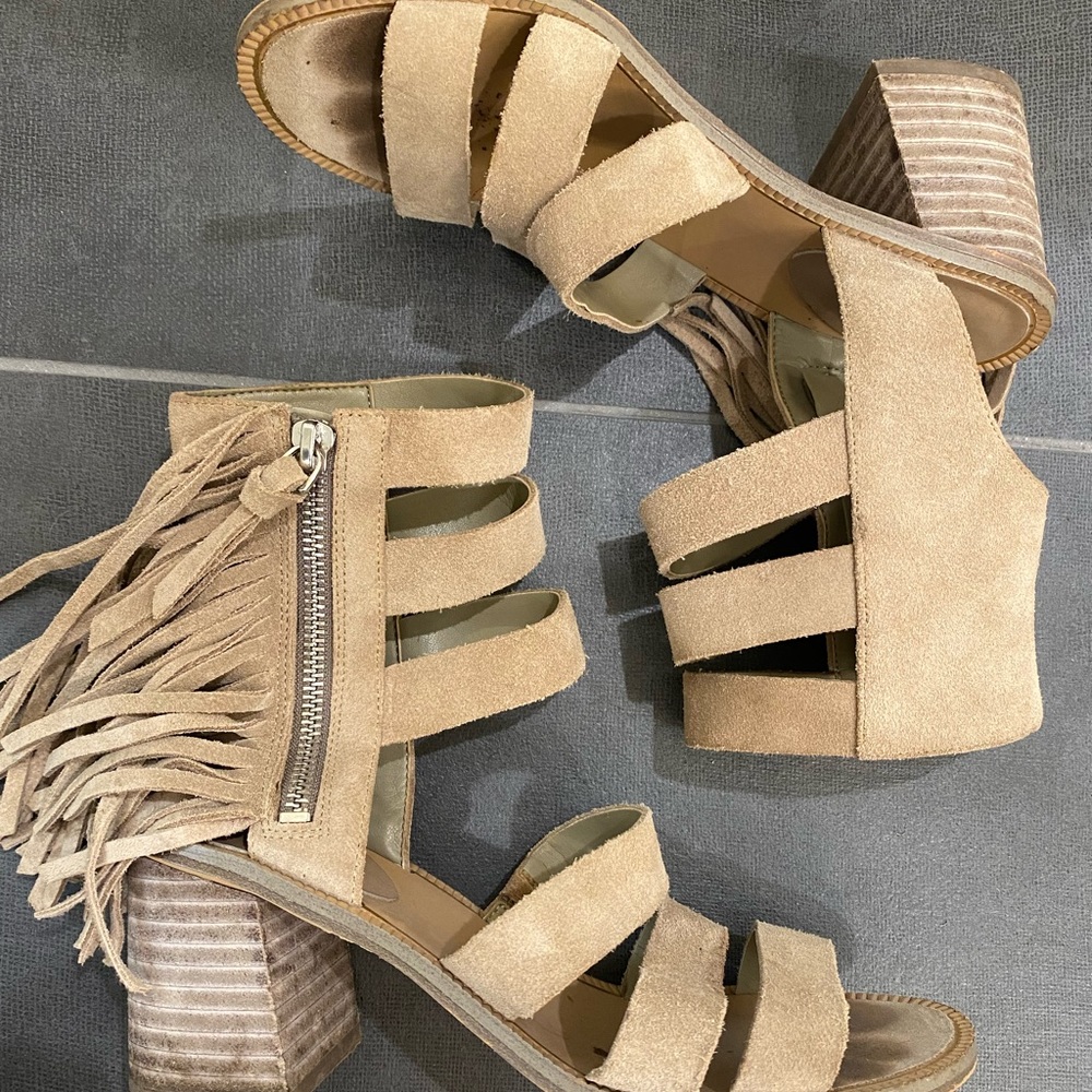 Marc Fisher Fringe Suede Heels Size 6